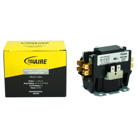 Perfect Aire Contactor, 40A Amp Range, 24V DC Volt Rating, 1 Poles PROC140A